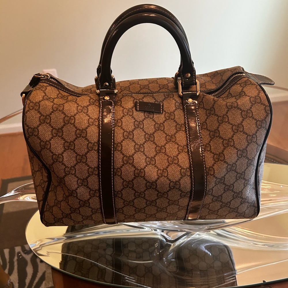 Gucci Brown GG Canvas Satchel with Dark Brown Trim - Picture 7 of 10